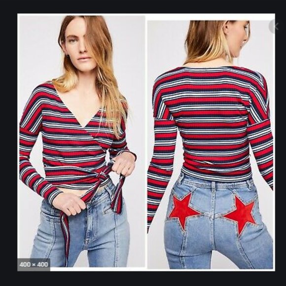 Free People Always With Me Wrap style Long Sleeve Tee EUC!  Size Small - Picture 2 of 13